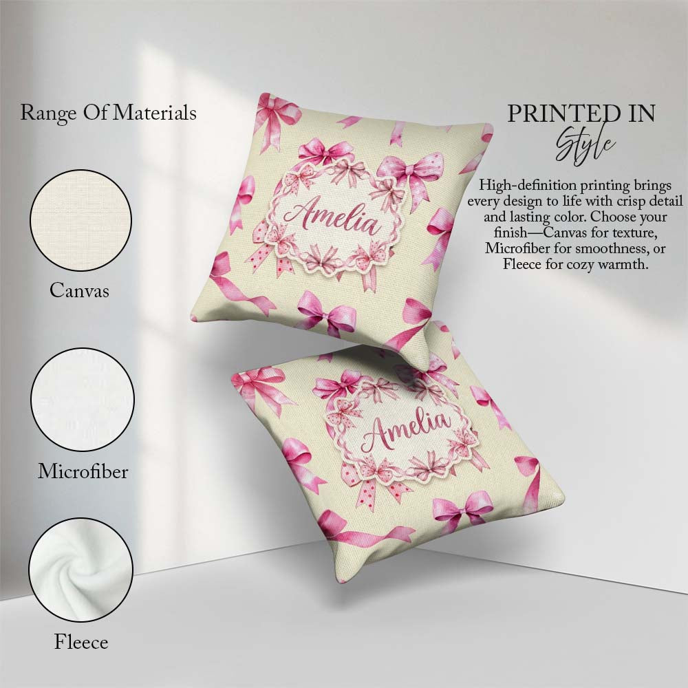 Custom Name Watercolor Pink Lavender Background Seamless Pattern Square Filled Cushion Throw Pillow Sofa Bed Home Decor Zip Washable UK Made