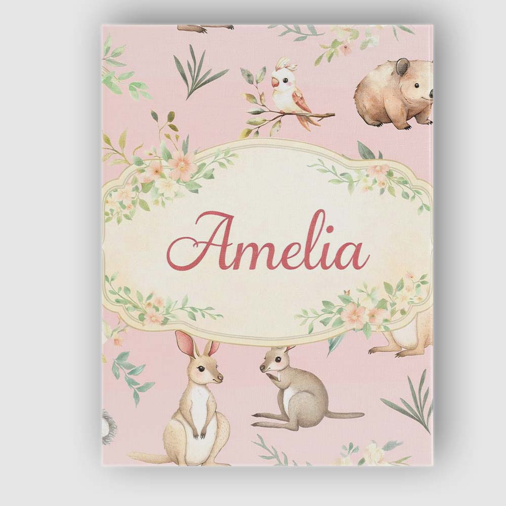 Personalised Name Cute Woodland Animals Custom Modern Room Accent Elegant Feature Canvas Wall Art Print Decor Picture Ready to Hang