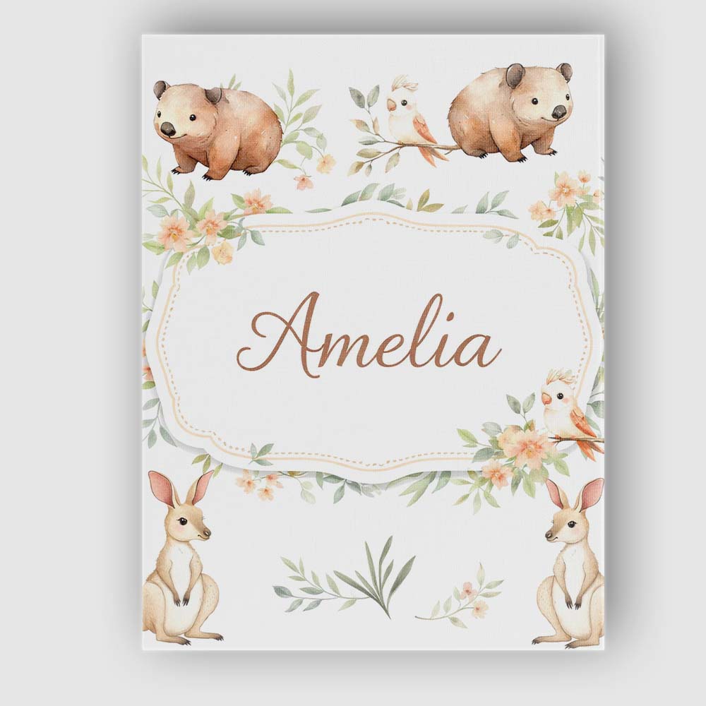 Personalised Name Cute Safari Animals Lion Custom Unique Gift Idea Elegant Feature Canvas Wall Art Print Decor Picture Ready to Hang
