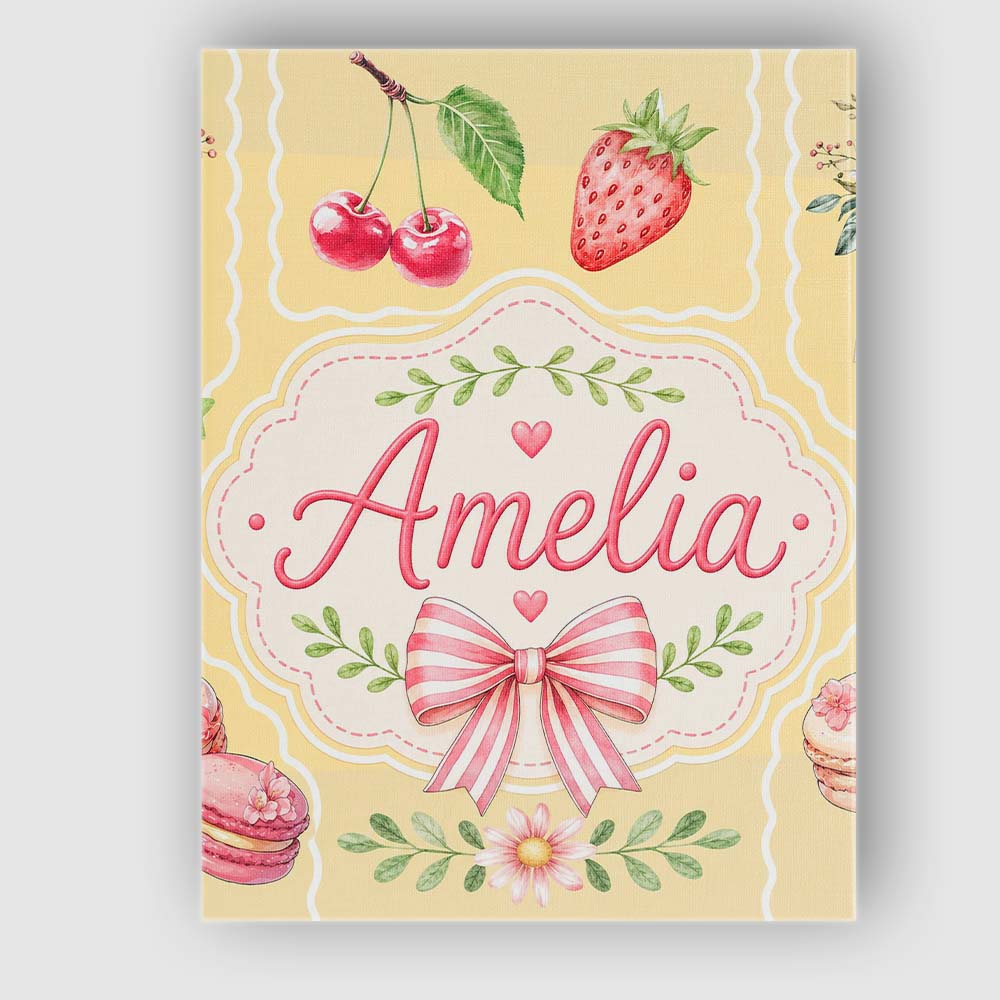 Personalised Name Cute Strawberry Cherry Custom Unique Gift Idea Elegant Feature Canvas Wall Art Print Decor Picture Ready to Hang