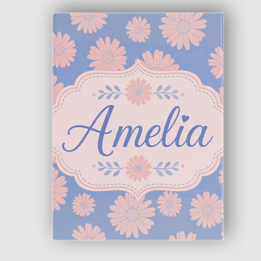 Personalised Name White Daisy Floral Custom Premium Decorative Design Modern Room Accent Canvas Wall Art Print Decor Picture Ready to Hang