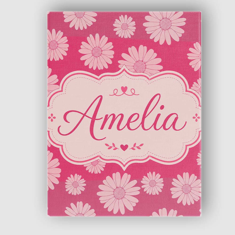 Personalised Name White Daisy Floral Custom Premium Decorative Design Modern Room Accent Canvas Wall Art Print Decor Picture Ready to Hang