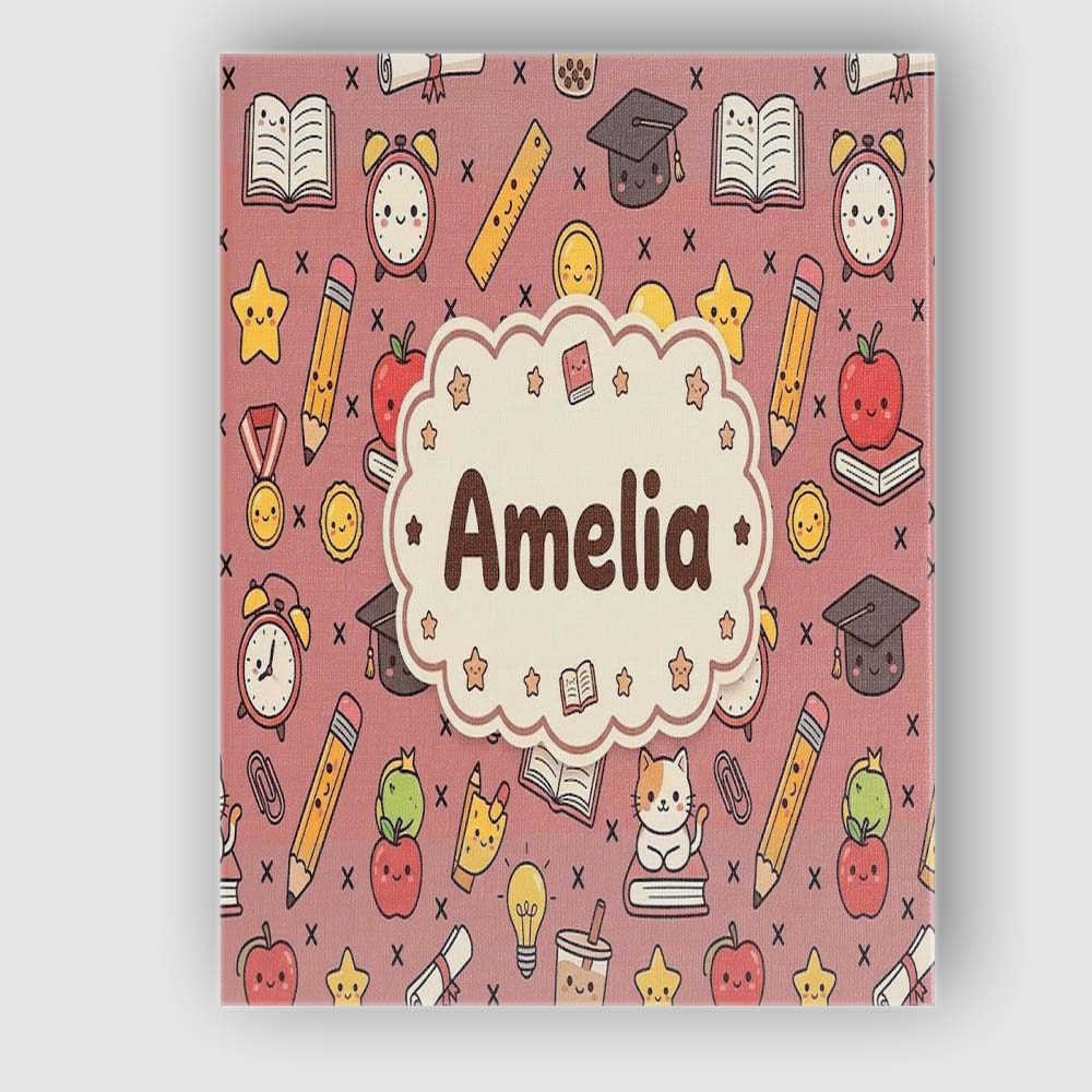 Personalised Name Cute Kawaii School Custom Premium Decorative Design Modern Room Accent Canvas Wall Art Print Decor Picture Ready to Hang