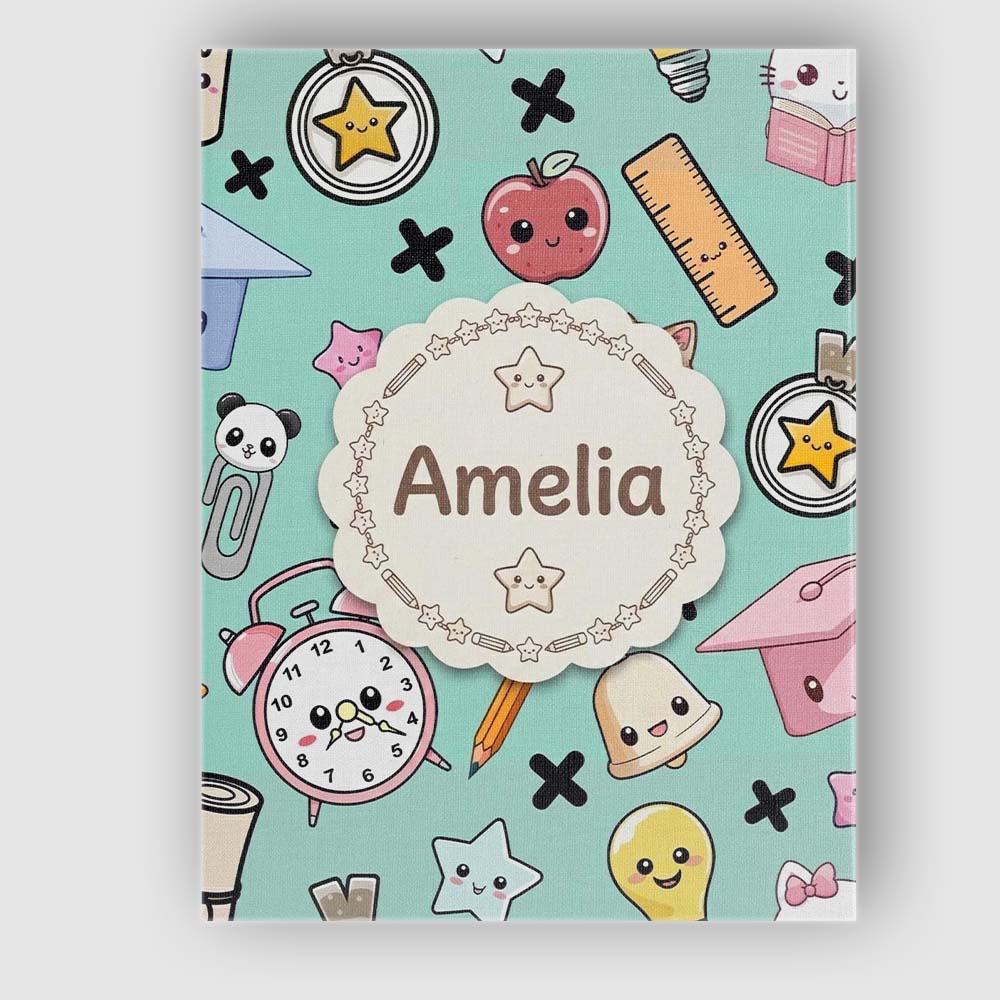 Personalised Name Cute Kawaii School Custom Premium Decorative Design Modern Room Accent Canvas Wall Art Print Decor Picture Ready to Hang