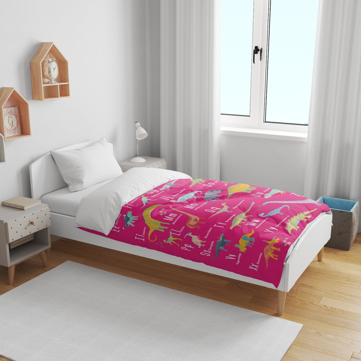 My Dinosaur Alphabet Personalised Toddler Cot Bedding Duvet Cover + Pillowcase