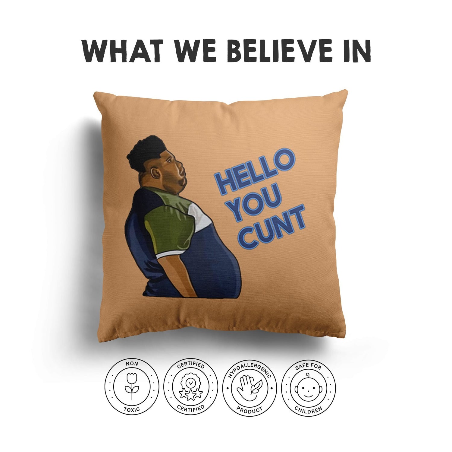 Harvey Hello You C*nt Funny Cheeky Novelty Joke Square Fill Zip Cushion Throw