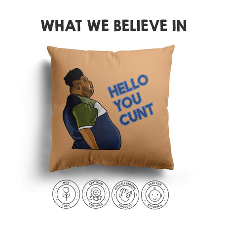Harvey Hello You C*nt Funny Cheeky Novelty Joke Square Fill Zip Cushion Throw