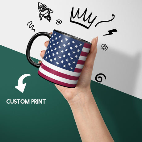 USA Flag America Design Tea Gift Heat Sensitive Magic Colour Changing Mug Custom