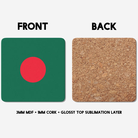 Bangladesh Flag Design Coffee Tea Mug Cup Set Coaster Gift Him Her Custom Print