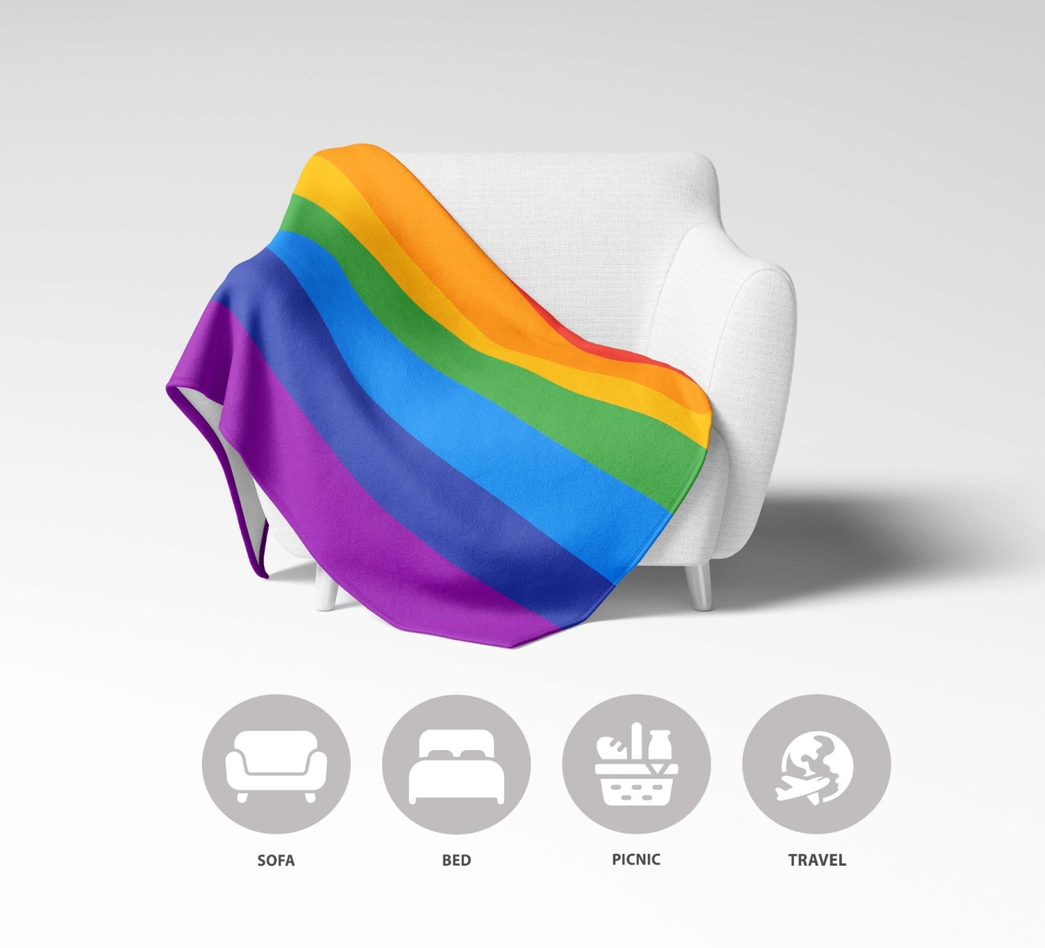 LGBTQ+ Pride Flag Fleece Blanket Home Decor Throw Gift Custom Made Soft Warm