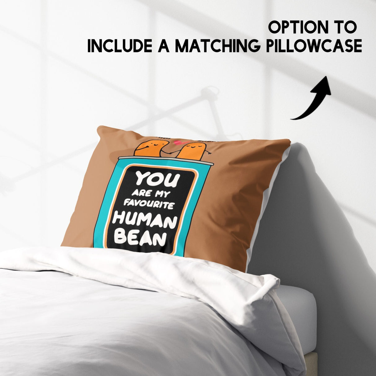 Personalised My Favourite Human Bean Name Single Bed Duvet Cover Set Pillowcase