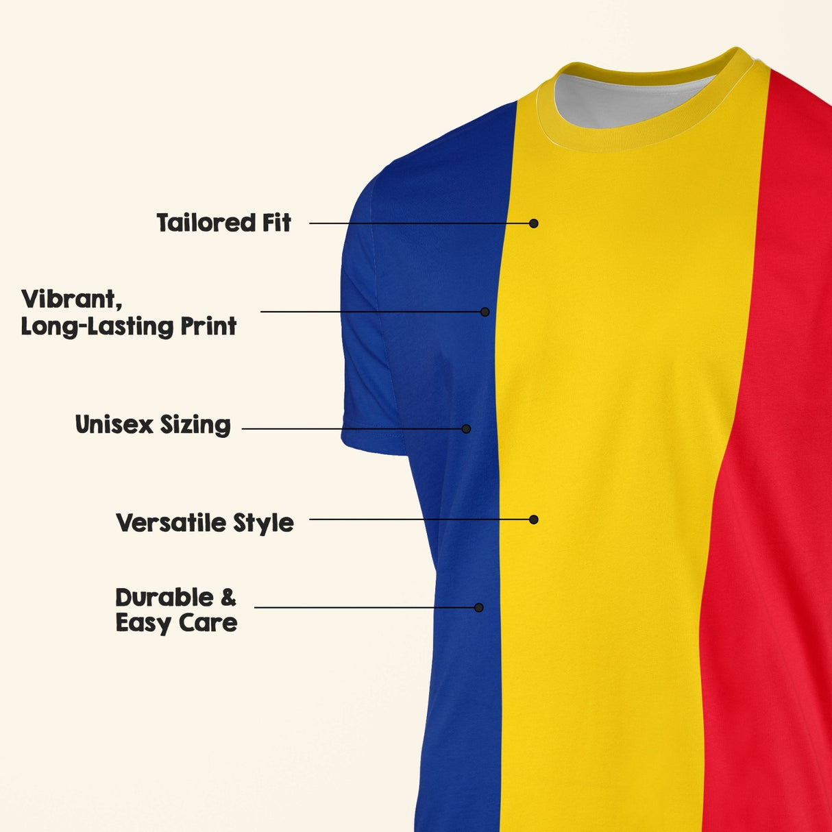 Romania Flag Design Custom All-Over Printed Unisex T-Shirt - Top Patriotic Tee