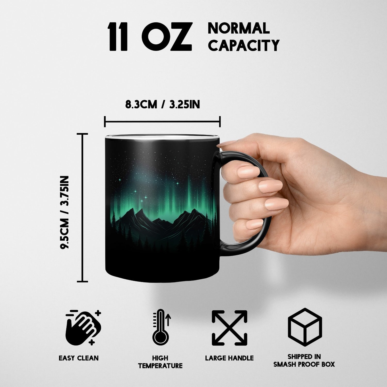 Northern Lights Heat Sensitive Magic Colour Changing Mug Novelty Drink Cup Gift