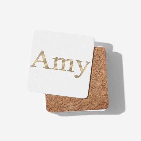 Personalised Any Name Vector Golden Alphabet Coffee Tea Mug Coaster Gift Him Her