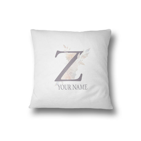 Personalised Misty Dusty Pastel Alphabet Floral Name Initial Letter Cushion