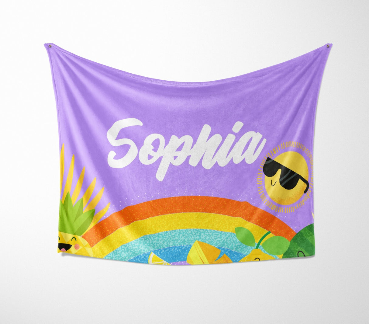 Personalised Custom Name + Colour Summer Design Soft Warm Fleece Blanket Decor