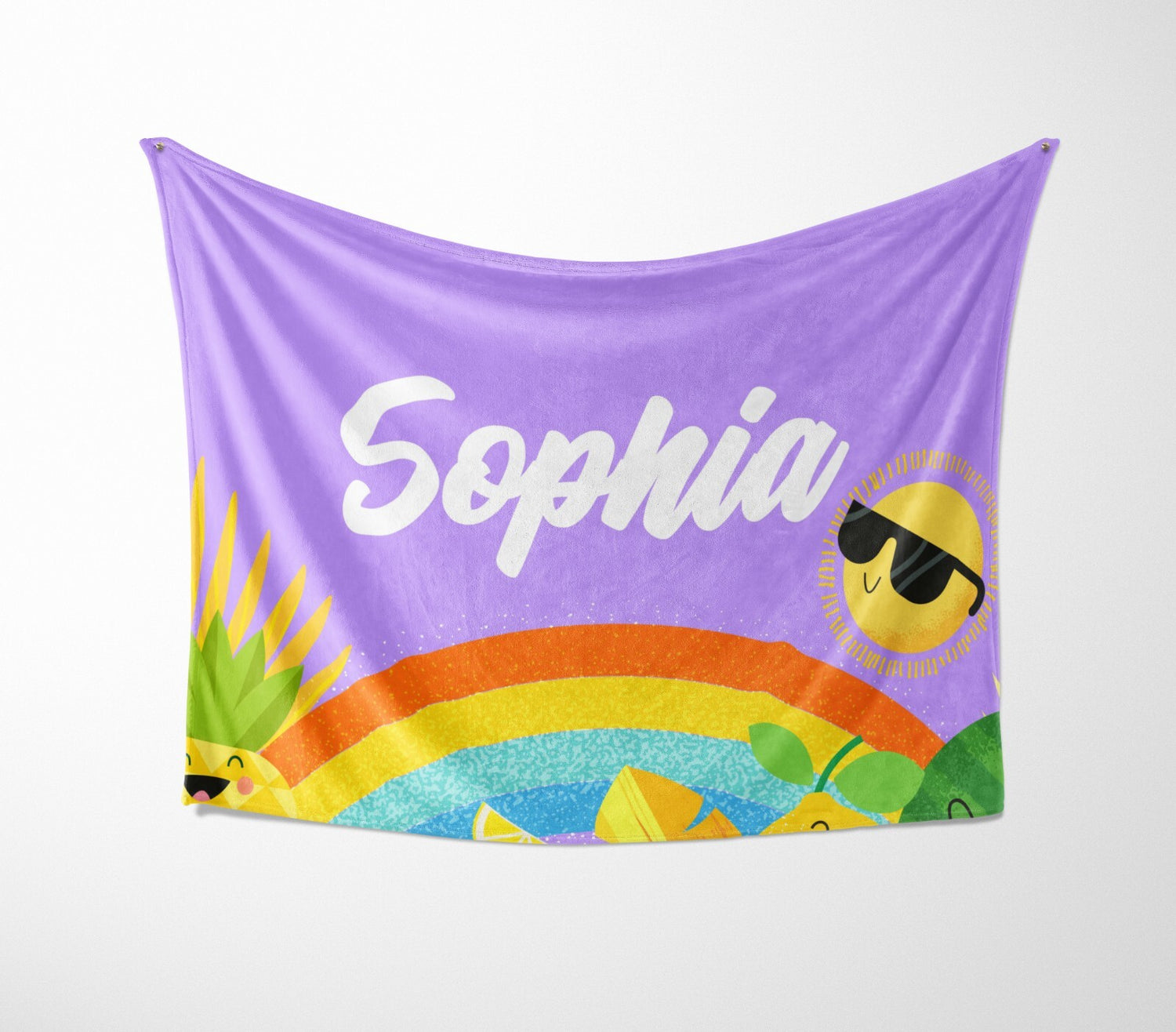 Personalised Custom Name + Colour Summer Design Soft Warm Fleece Blanket Decor