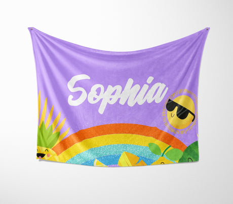 Personalised Custom Name + Colour Summer Design Soft Warm Fleece Blanket Decor