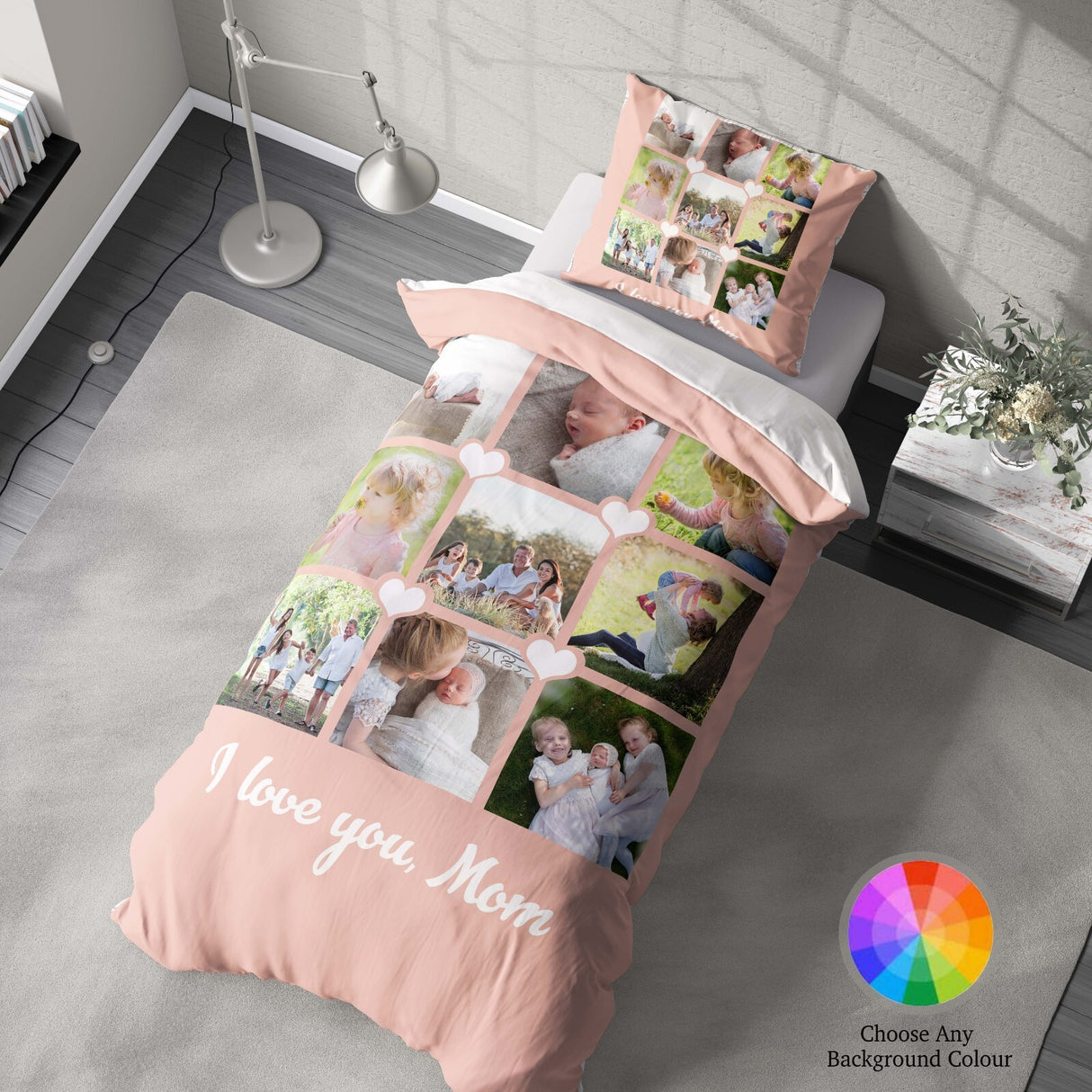 Upload Your Own Photos Mother's Day Love Single Size Novelty Bed Duvet Cover Set