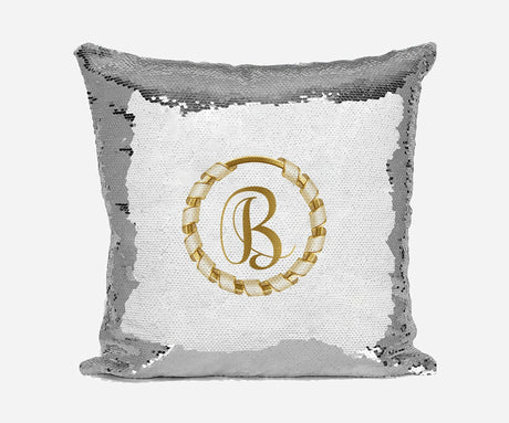 Personalised Name Shiny Sequin Magic Gold Ribbon Border Cushion Cover + Pillow