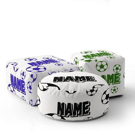 Personalised Custom Name Colour Footballers Ottoman Filled Pouffe Washable Cover