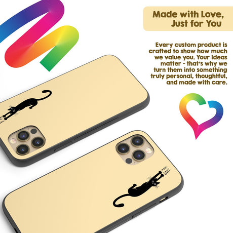 Black Cat Slipping Scratching Personalised Custom Cute Printed iPhone Black Case