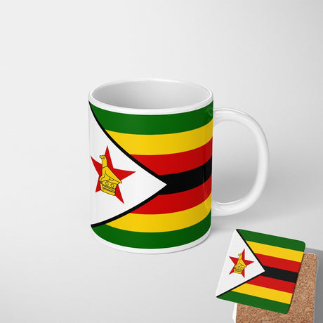 Zimbabwe Flag Patriotic Coffee Tea Mug Cup Set Coaster Home Gift Him Her Custom