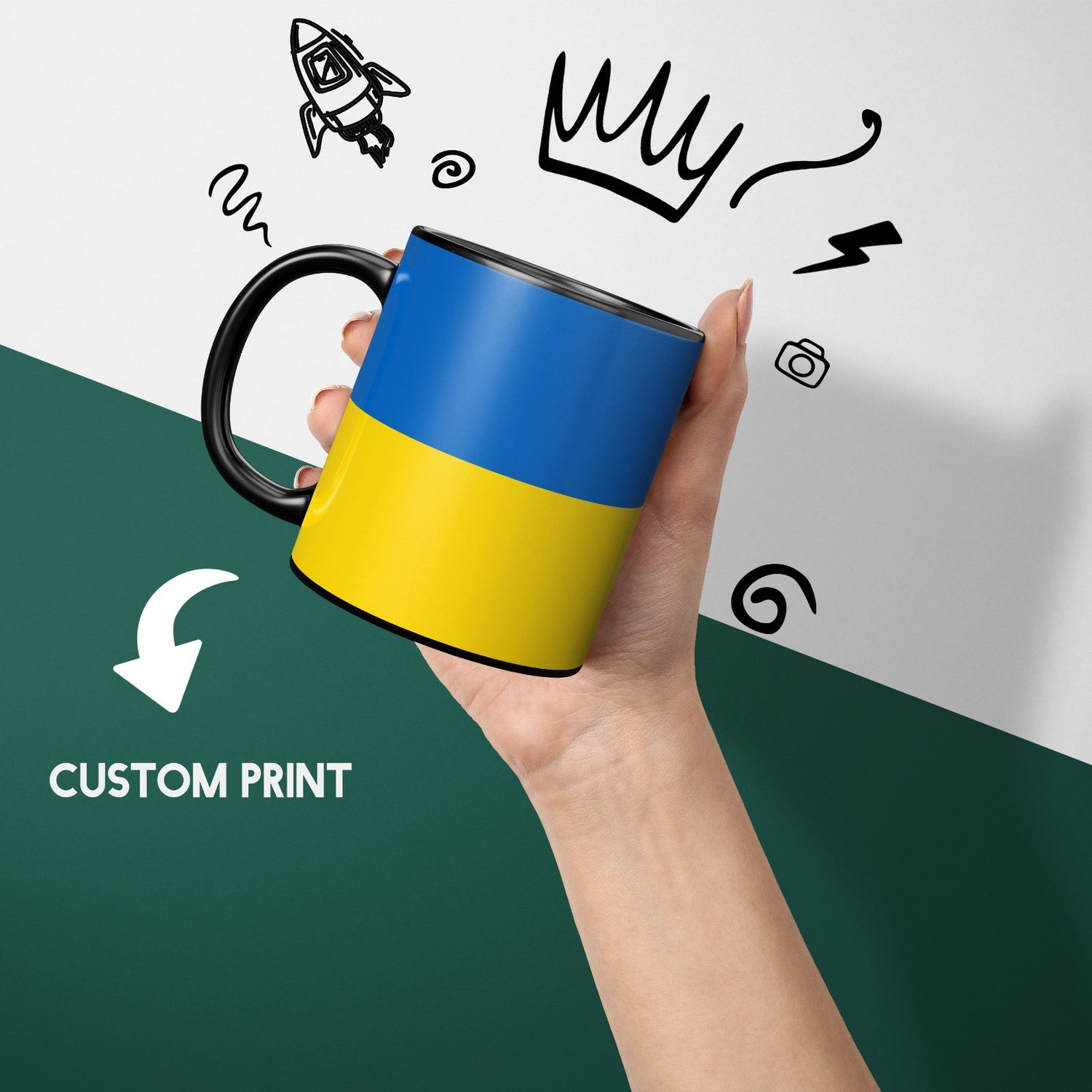 Ukraine Flag Design Tea Coffee Gift Heat Sensitive Magic Colour Changing Mug