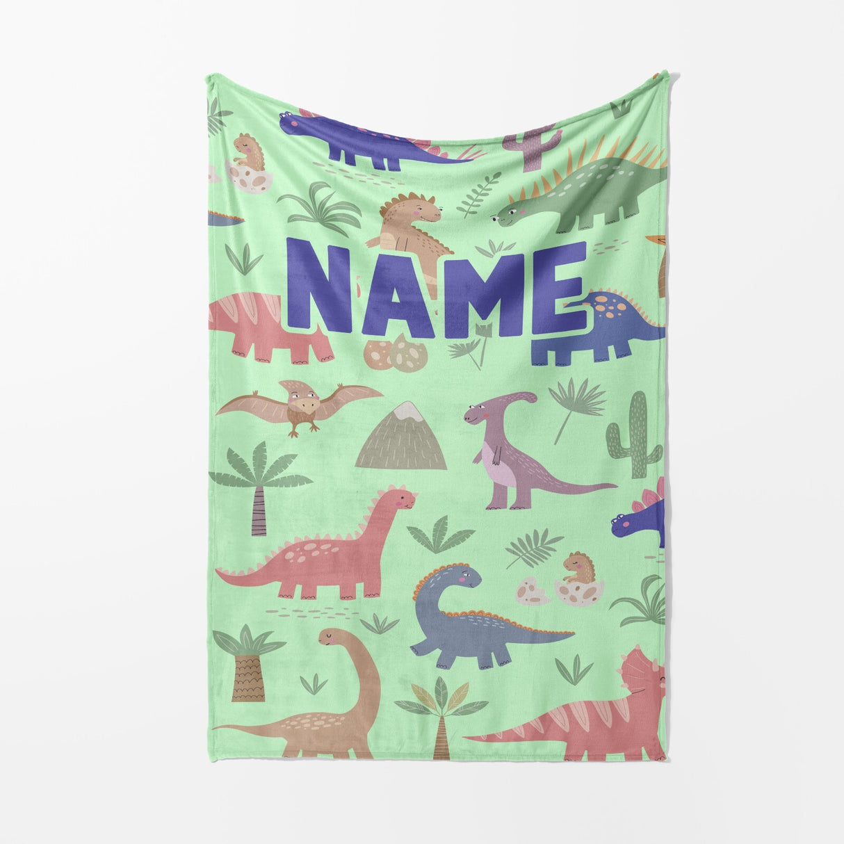 Personalised Custom Name Dinosaurs Clip Art Soft Warm Fleece Blanket Decoration