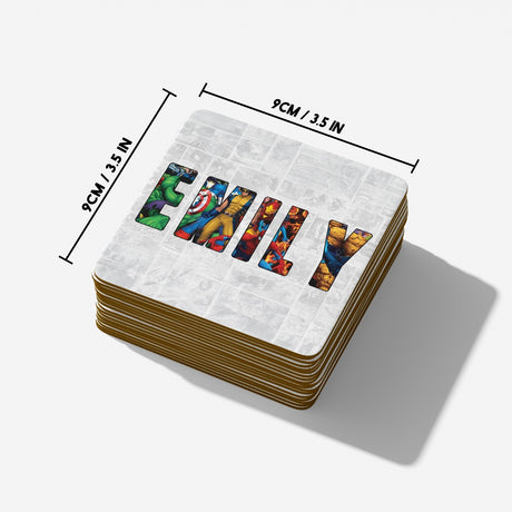 Personalised Superhero Name Mug & Coaster Set Gift for Kids – 11oz Ceramic Cup