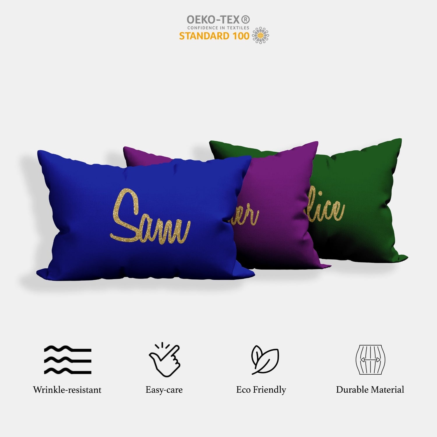 Personalised Name Gold Glitter Font Customised Printed Soft Pillowcase Pillow