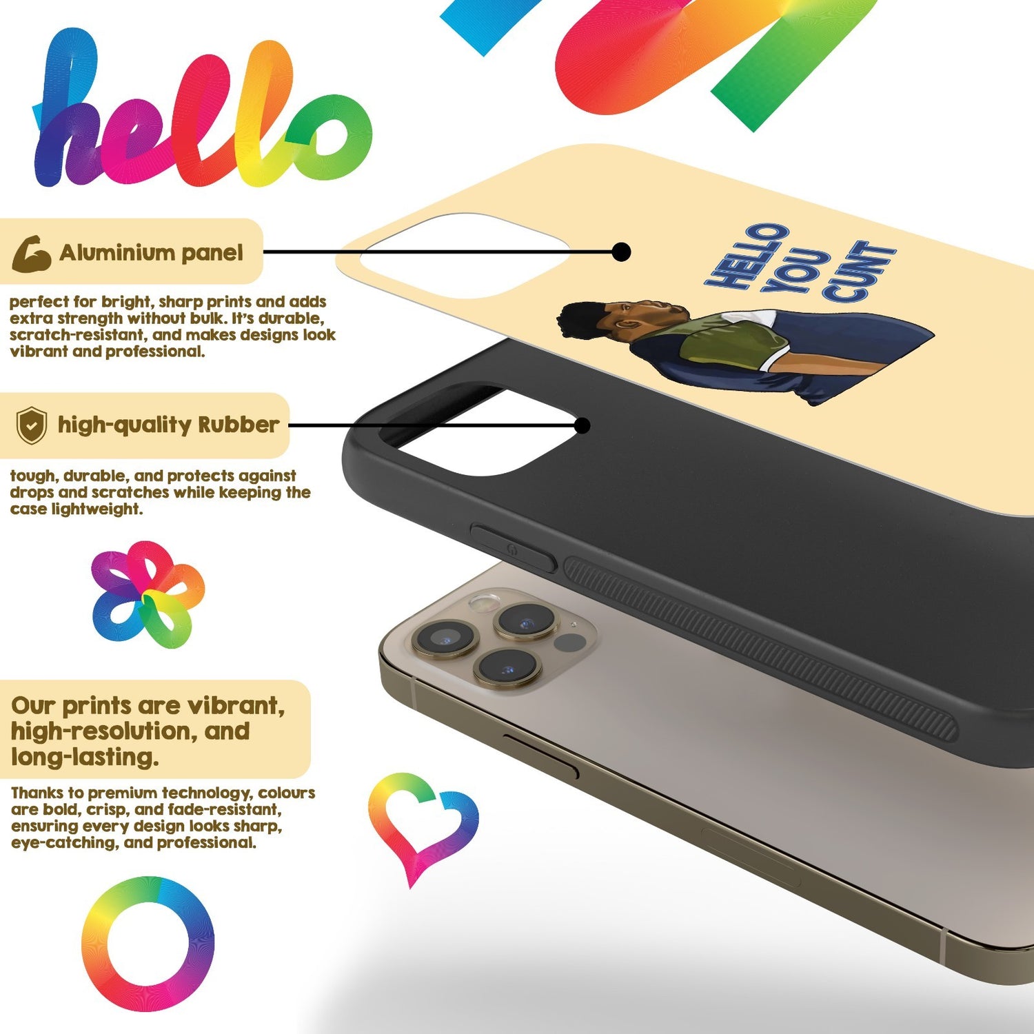 Harvey Hello You C*nt Rude Personalised Custom Cover - Printed iPhone Black Case