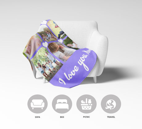 Upload Your Own Photos Mother's Day Soft Warm Fleece Memory Blanket Throw Decor