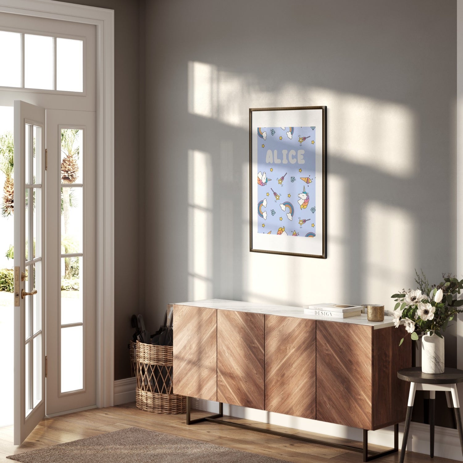 Personalised Custom Name Colour Unicorn Ice Cream Wall Art Poster Print Decor