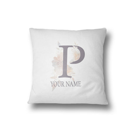 Personalised Misty Dusty Pastel Alphabet Floral Name Initial Letter Cushion