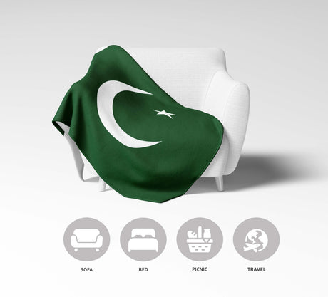 Pakistan Flag Design Gift Cross Custom Made Soft Warm Fleece Blanket Throw Decor