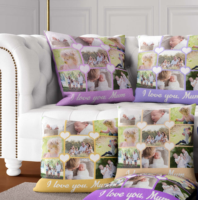 Upload Your Own Photos Mother's Day Novelty Memory Square Filled Cushion Gift