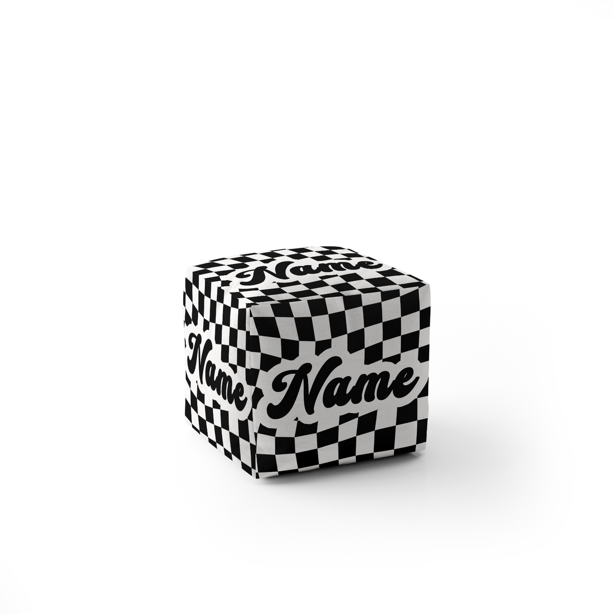 Personalised Custom Name Retro Vans Checked Ottoman Filled Pouffe Washable Cover