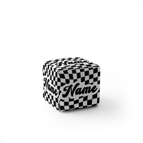 Personalised Custom Name Retro Vans Checked Ottoman Filled Pouffe Washable Cover