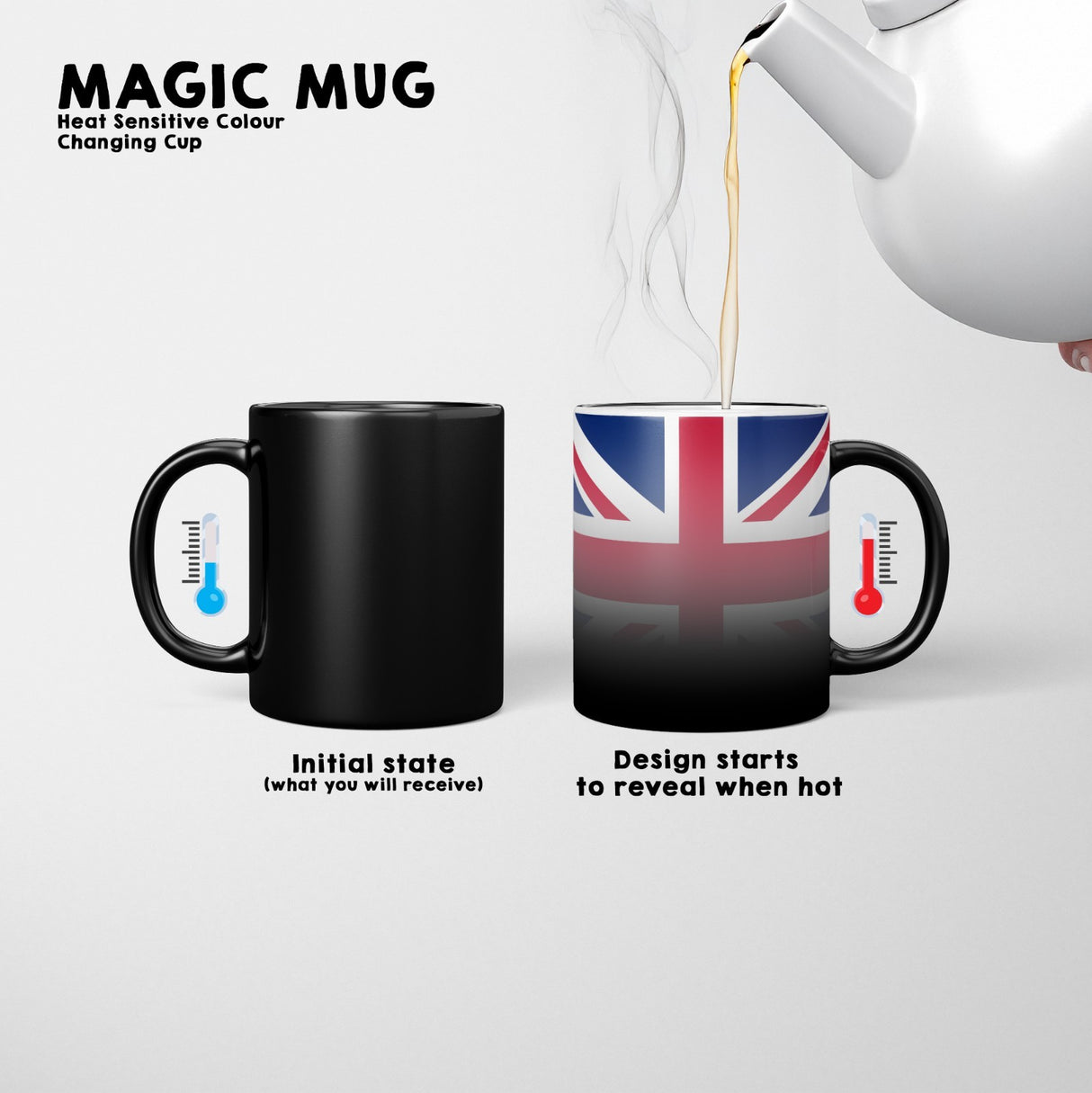 GB Flag Union Jack Flag Heat Sensitive Magic Colour Changing Mug Novelty Cup