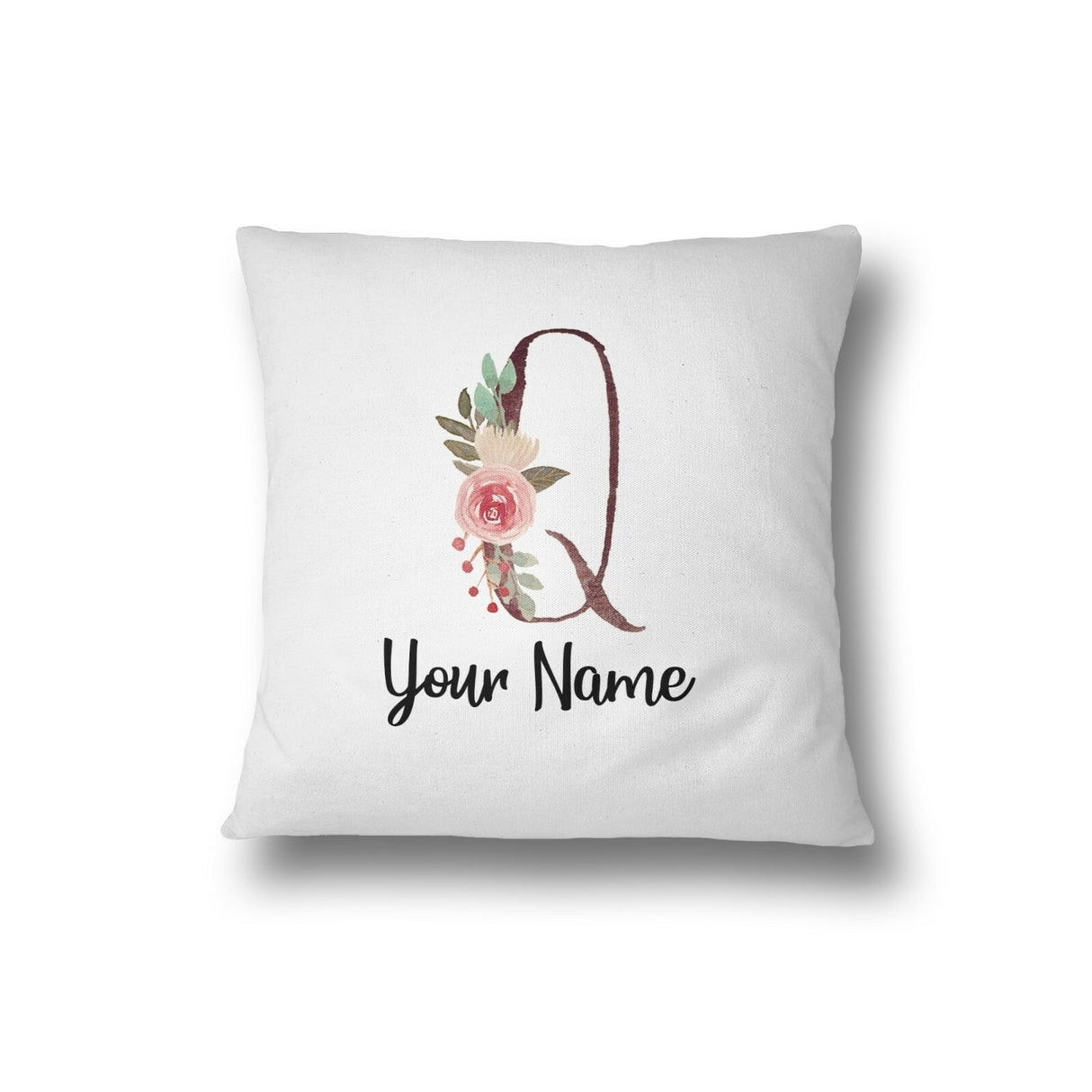 Personalised Floral Watercolour Hand Paint Effect Alphabet Floral Name Cushion