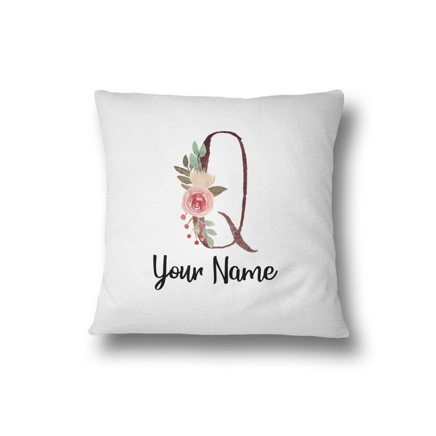 Personalised Floral Watercolour Hand Paint Effect Alphabet Floral Name Cushion
