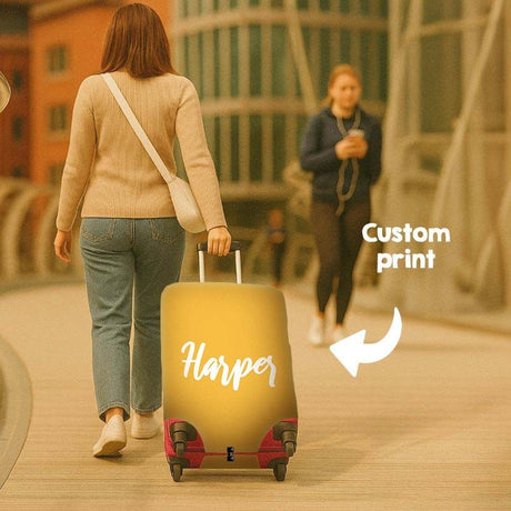 Plain Colour Script Name Gift Custom Luggage Cover Personalise Suitcase Protect
