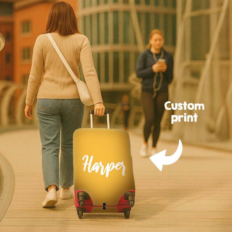 Plain Colour Script Name Gift Custom Luggage Cover Personalise Suitcase Protect