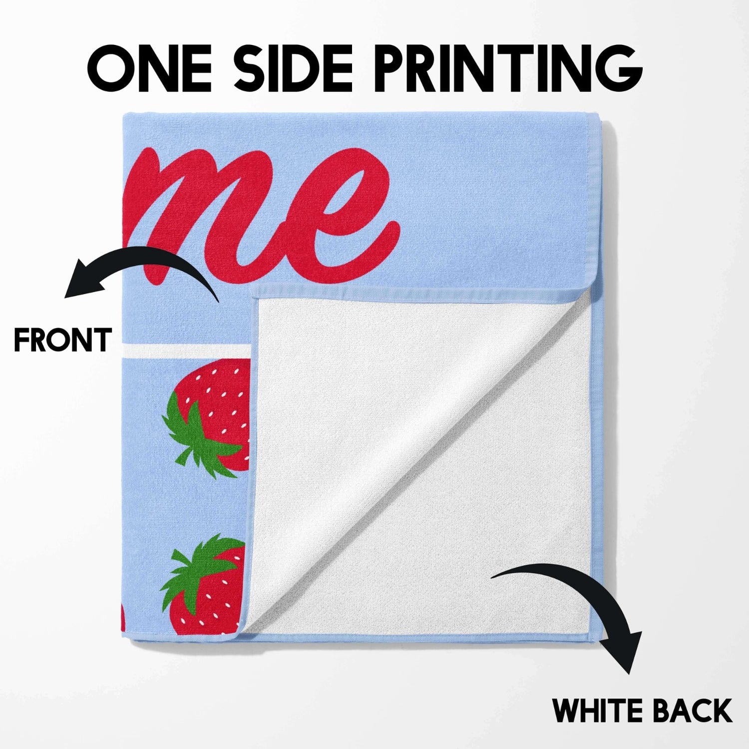 Custom Colour + Name Strawberries Fruits Print Absorbent Beach Bath Sheet Towel