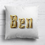 Personalised Any Name Gold Brick Letters Soft Square Filled Cushion Throw Decor