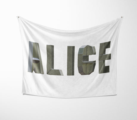 Personalised Geometal 3D Any Name Novelty Soft Fleece Mink Blanket Gift Decor