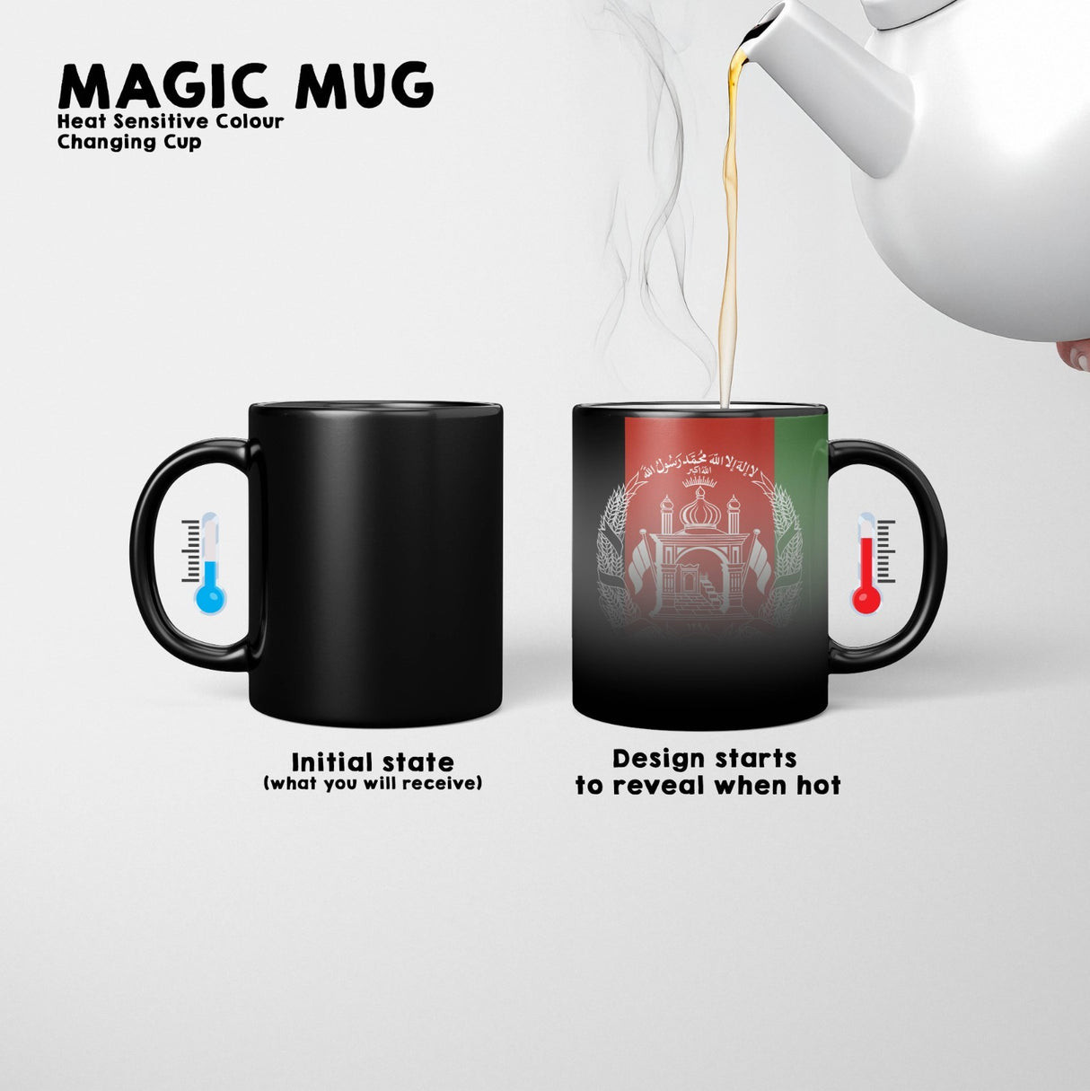 Afghanistan Flag Design Tea Coffee Gift Heat Sensitive Magic Colour Changing Mug