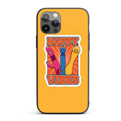 Happy Vibes Rude Funny - Personalised Custom Cover - Printed iPhone Black Case
