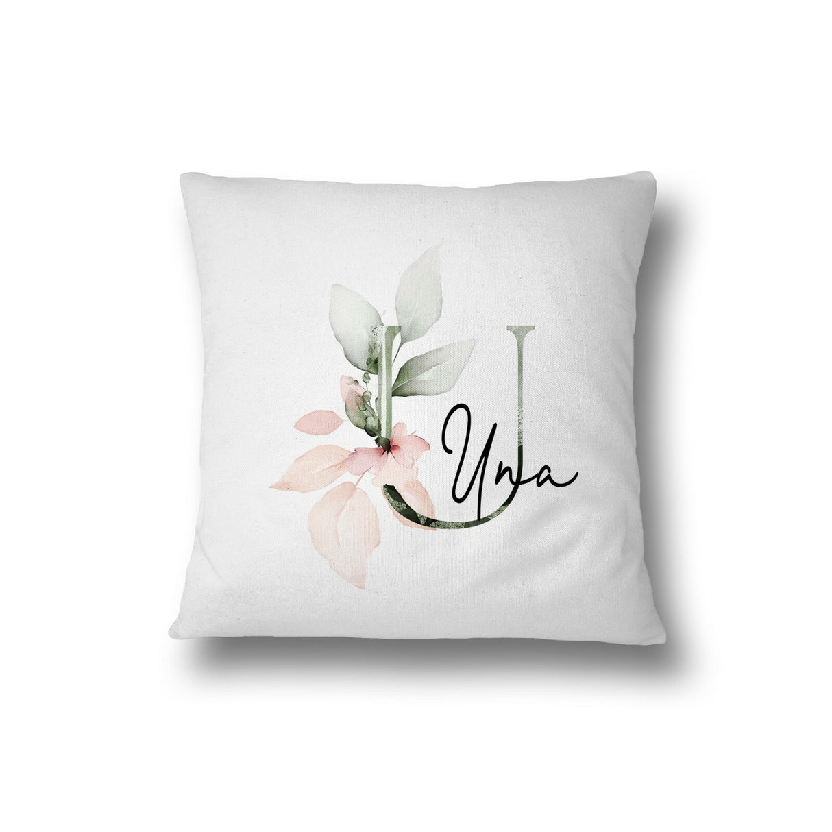 Personalised Gentle Botanical Blush Pink Initial Letter Cushion Cover Pillow